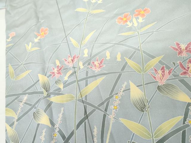 平和屋着物●訪問着 友禅 作家物 枝花文 正絹 逸品 AABG9950cs