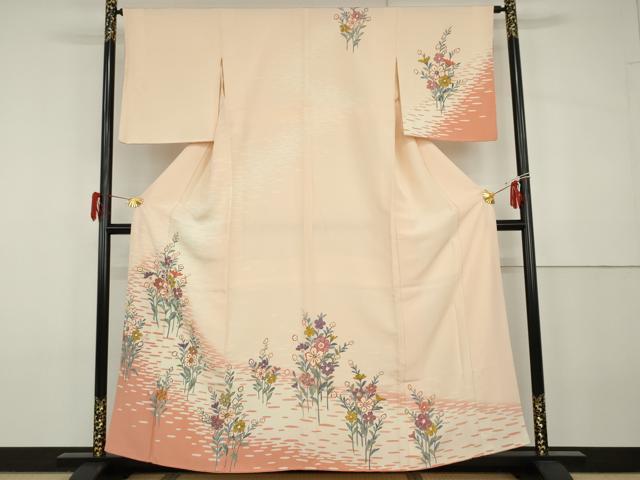 平和屋着物●訪問着　木版染め　枝花文　正絹　逸品　AABG9965cs 平和屋着物○訪問着 木版染め 枝花文 正絹 逸品 AABG9965cs