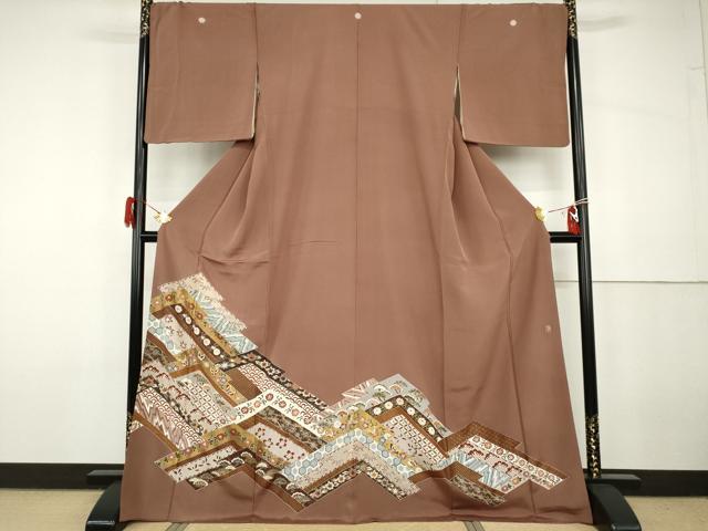 平和屋着物●十日町友禅作家 龍谷 色留袖 吉祥花蝶松文 金彩 正絹 逸品 AABG9970cs