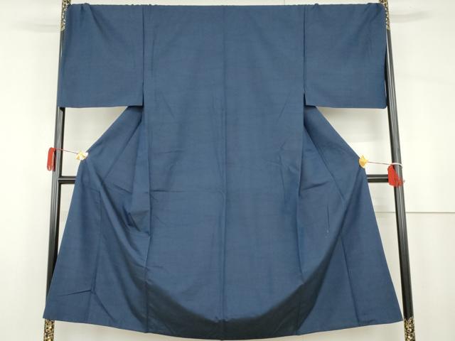 平和屋着物●男性 紬 色無地 瑠璃色 キングサイズ 正絹 逸品 AABG9977cs