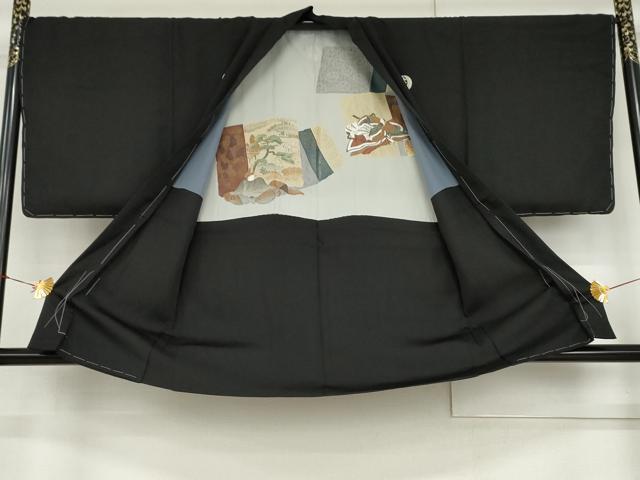 平和屋着物●男性 黒紋付 羽織セット 正絹 逸品 未使用 AABG9979cs