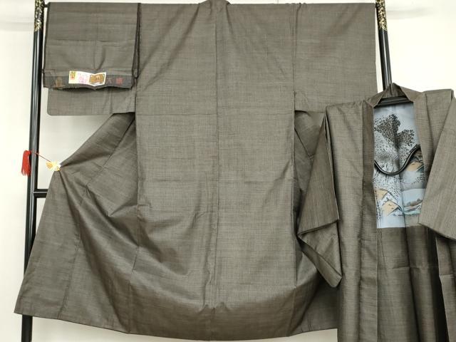 平和屋着物●男性 本場大島紬 アンサンブル 手織り 100亀甲 総詰め 証紙付き 新納光夫作 正絹 逸品 AABG9993cs