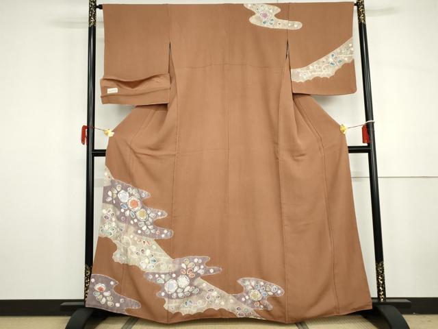 平和屋着物○訪問着 絞り 辻が花 反端付き 正絹 逸品 AABG9995cs
