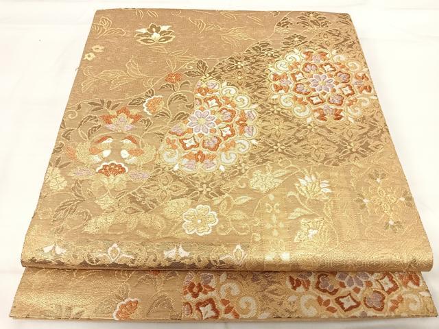 平和屋着物◎六通柄袋帯 正倉院花文 金糸 正絹 逸品 AABH0001yx