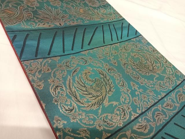 平和屋着物◎六通柄袋帯 花鳥間道 金糸 正絹 逸品 AABH0003yx