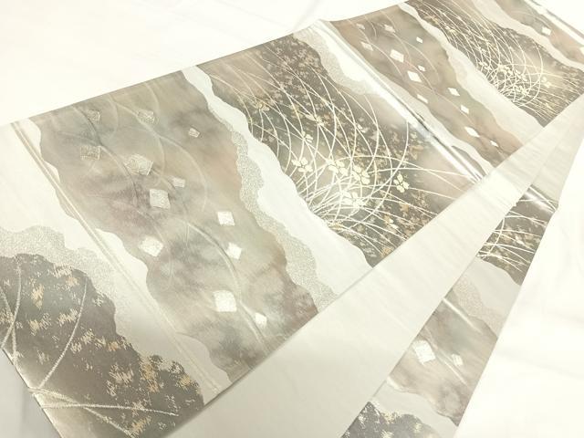 平和屋着物◎六通柄袋帯 道長文 金銀糸 正絹 逸品 AABH0011yx