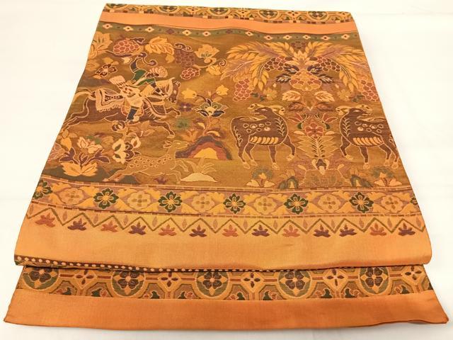 平和屋着物◎六通柄袋帯 鳥獣文 正絹 逸品 AABH0015yx