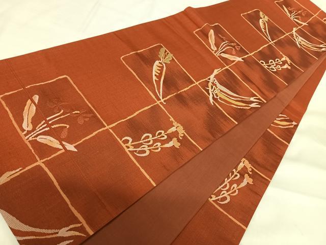 平和屋着物◎六通柄袋帯 成り物 金糸 正絹 逸品 AABH0026yx