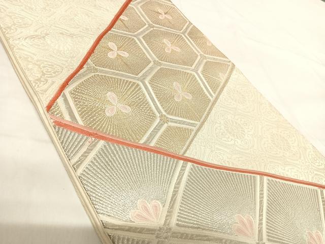平和屋着物◎六通柄袋帯 唐織 割付き文様 金銀糸 正絹 逸品 AABH0031yx