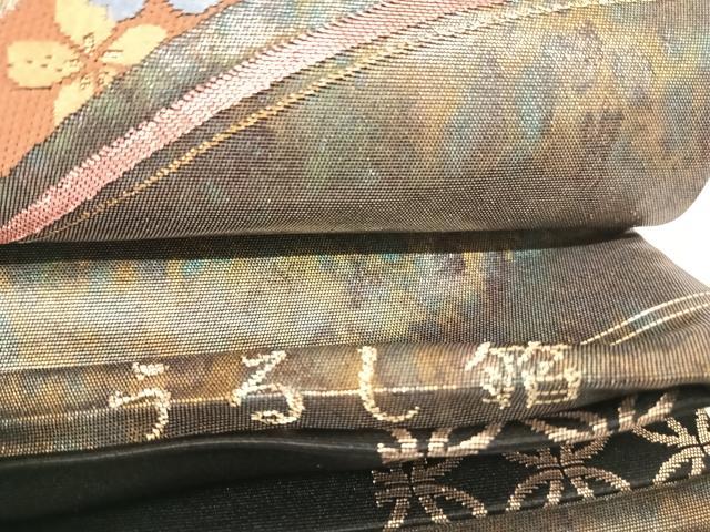 平和屋着物◎六通柄袋帯 うるし箔 青海小袖 正絹 逸品 AABH0047yx