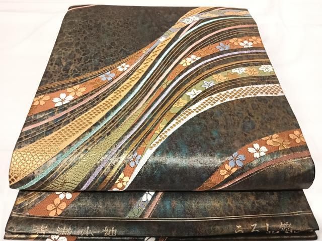 平和屋着物◎六通柄袋帯 うるし箔 青海小袖 正絹 逸品 AABH0047yx