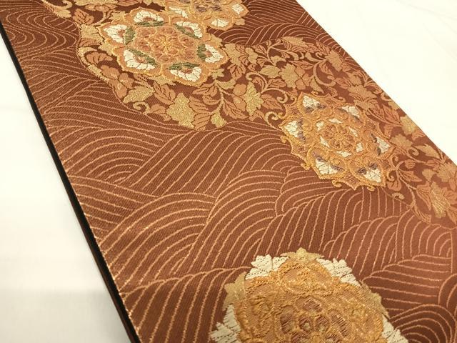 平和屋着物◎六通柄袋帯 正倉院花文 金糸 正絹 逸品 AABH0109yx