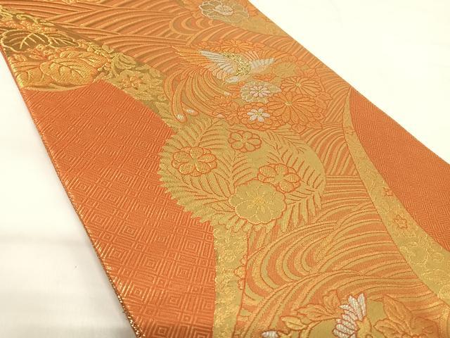 平和屋着物◎六通柄袋帯 花鳥丸文 金銀糸 正絹 逸品 AABH0113yx
