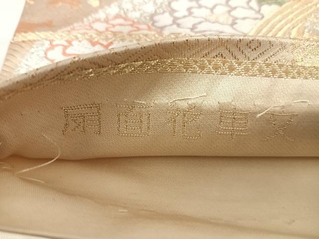 平和屋着物◎六通柄袋帯 唐織 扇面花車文 金銀糸 正絹 逸品 AABH0149yx