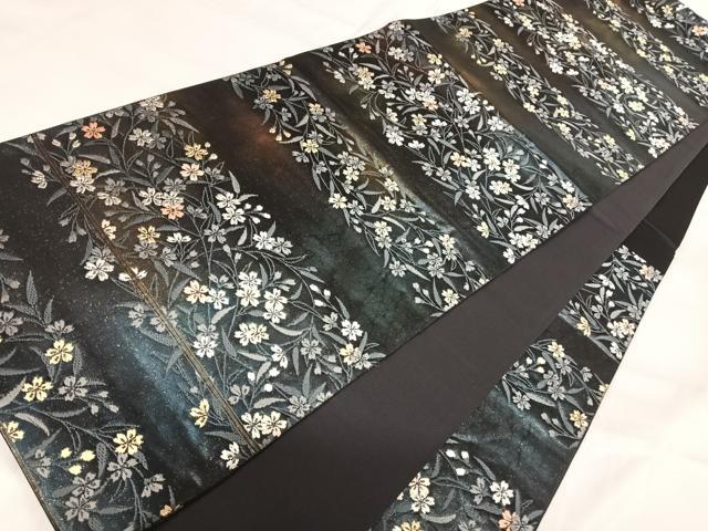 平和屋着物◎六通柄袋帯 唐織 横段花文 金銀糸 正絹 逸品 AABH0160yx