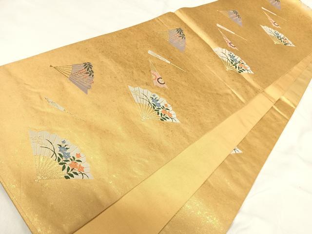 平和屋着物◎太鼓柄袋帯 唐織 燦金の世界 手織引箔 金糸 正絹 逸品 AABH0165yx