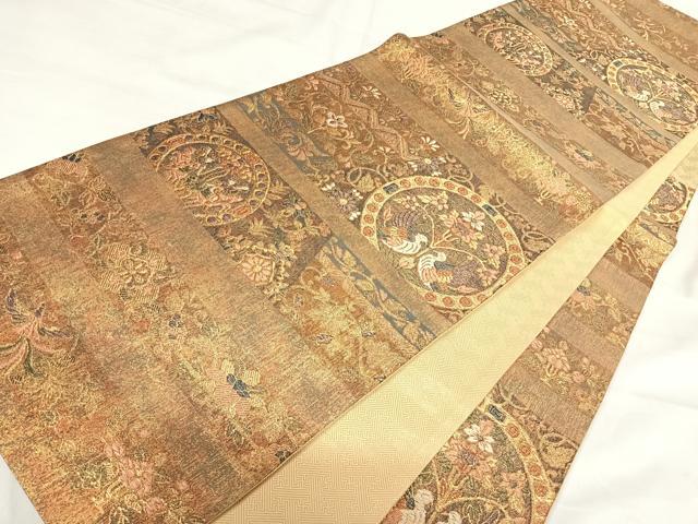 平和屋着物◎六通柄袋帯 正倉院 模様箔 正絹 逸品 AABH0167yx