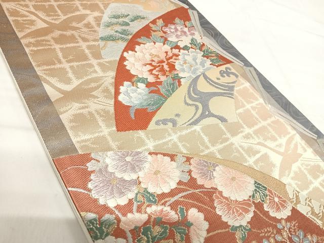 平和屋着物◎六通柄袋帯 唐織 華洛 金糸 正絹 逸品 AABH0212yx