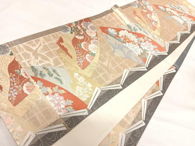 平和屋着物◎六通柄袋帯 唐織 華洛 金糸 正絹 逸品 AABH0212yx
