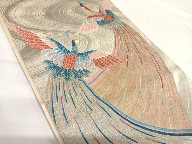 平和屋着物◎六通柄袋帯 唐織 飛鳳の舞 プラチナ箔 正絹 逸品 AABH0221yx