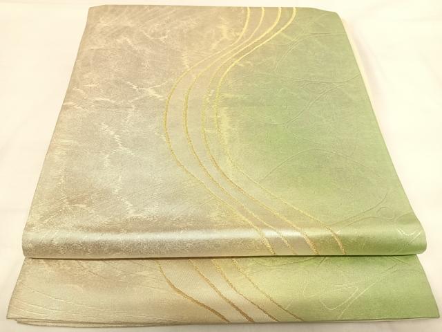 平和屋着物◎六通柄袋帯 流水文 金糸 正絹 逸品 AABH0228yx