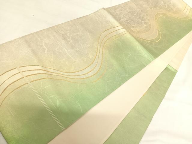 平和屋着物◎六通柄袋帯 流水文 金糸 正絹 逸品 AABH0228yx