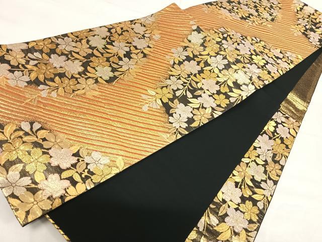 平和屋着物◎六通柄袋帯 桜 金銀糸 正絹 逸品 AABH0232yx