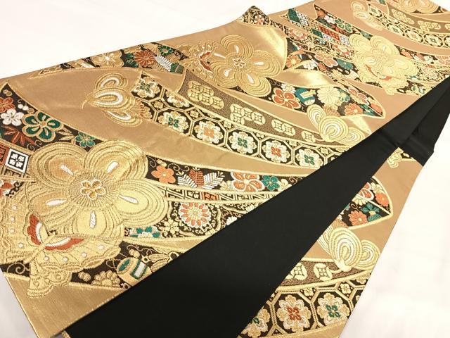 平和屋着物◎六通柄袋帯 唐織 花宝尽くし 金糸 正絹 逸品 AABH0240yx