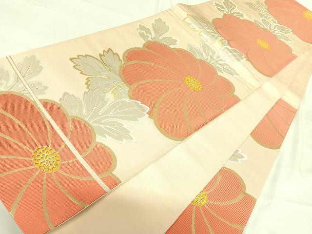 平和屋着物◎六通柄袋帯 唐織 草花文 金銀糸 正絹 逸品 AABH0255yx