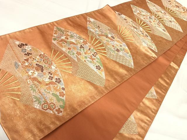 平和屋着物◎六通柄袋帯 唐織 飛鶴宝尽くし 金糸 正絹 逸品 AABH0262yx