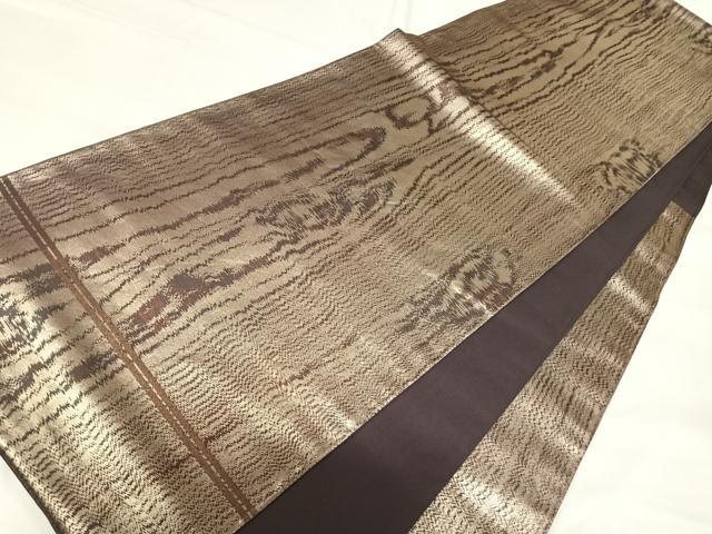 平和屋着物◎六通柄袋帯 霞文 金糸 正絹 逸品 AABH0267yx