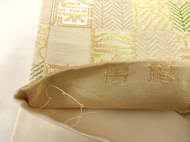 平和屋着物◎六通柄袋帯 萬福 金糸 正絹 逸品 AABH0279yx
