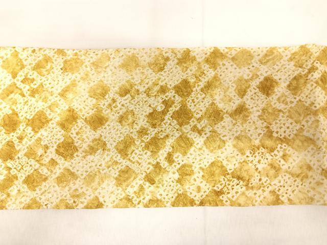 平和屋着物◎九寸名古屋帯 絞り 菱文 正絹 逸品 AABH0374yx