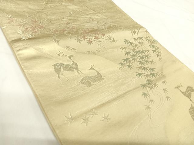 平和屋着物◎六通柄袋帯 唐織 風景文 金糸 正絹 逸品 AABH0377yx