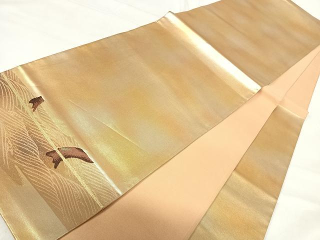 平和屋着物◎太鼓柄袋帯 唐織 浜松文 金糸 正絹 逸品 AABH0394yx