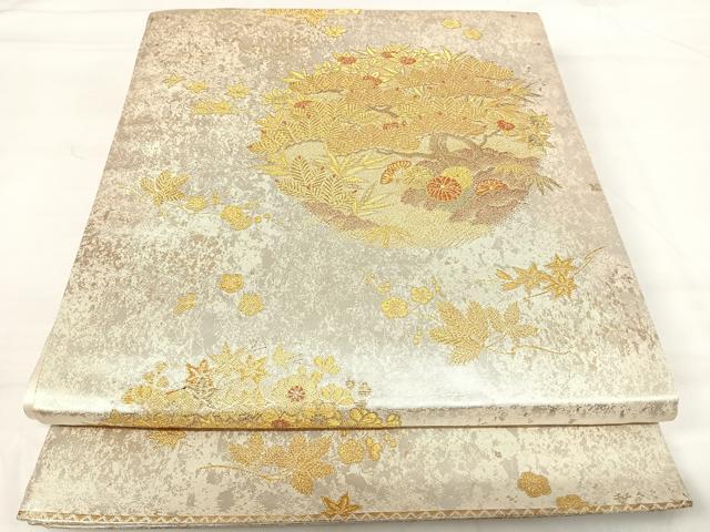平和屋着物◎六通柄袋帯　橘松梅蒔絵文　金銀糸　正絹　逸品　AABH0397yx 平和屋着物◎六通柄袋帯 橘松梅蒔絵文 金銀糸 正絹