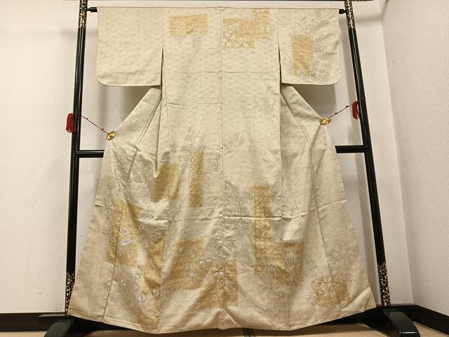 平和屋着物●訪問着 駒刺繍 草花文 金銀彩 高島屋扱い 正絹 逸品 AABH0405ph