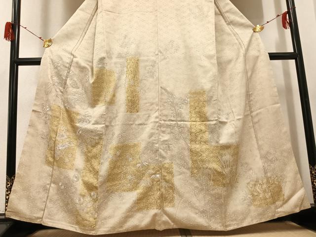 平和屋着物●訪問着 駒刺繍 草花文 金銀彩 高島屋扱い 正絹 逸品 AABH0405ph