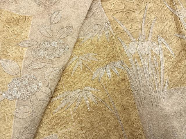 平和屋着物●訪問着 駒刺繍 草花文 金銀彩 高島屋扱い 正絹 逸品 AABH0405ph