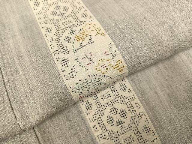 平和屋着物●本場結城紬 重要無形文化財 100亀甲 草花間道 正絹 逸品 未使用 AABH0411ph
