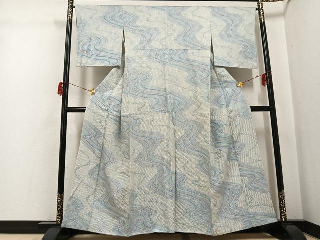 平和屋着物●上質な小紋 絞り 流水文 正絹 逸品 AABH0412ph