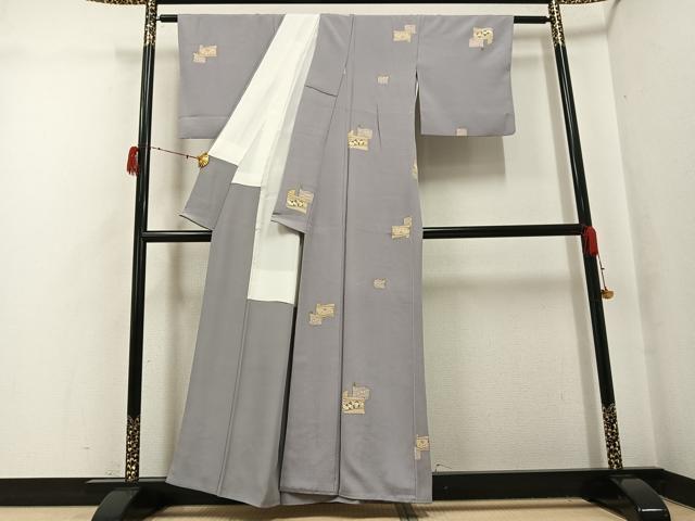 平和屋着物●上質な小紋 草花文 金彩 正絹 逸品 AABH0413ph