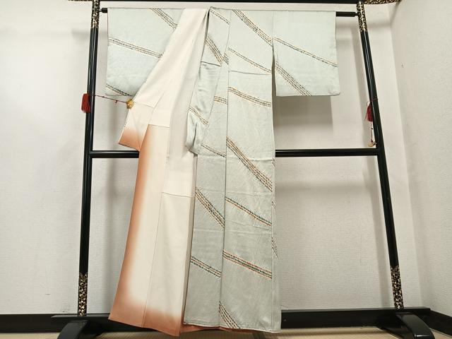 平和屋着物●上質な小紋 絞り 幾何学文様 正絹 逸品 AABH0421ph