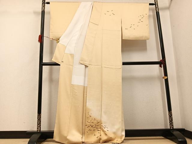平和屋着物●漆工芸作家 金森一博 訪問着 舞葉文 暈し染め さが美扱い 正絹 逸品 AABH0422ph