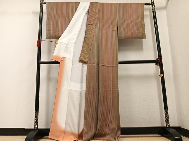 平和屋着物●染色家 岩浅公展 小紋 間道 さが美扱い 正絹 逸品 未使用 AABH0424ph