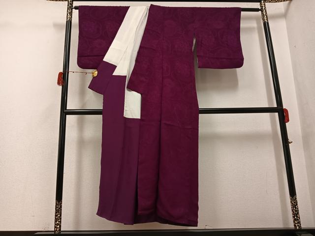 平和屋着物●上質な色無地 草花地紋 浅蘇芳色 正絹 逸品 AABH0430ph