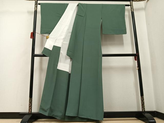 平和屋着物●上質な色無地 青白橡色 正絹 逸品 未使用 AABH0440ph