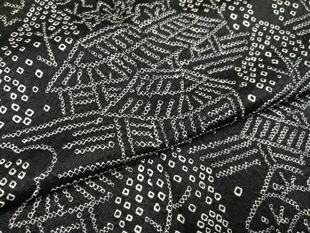平和屋着物●訪問着 絞り 風景草木文 黒地 正絹 逸品 AABH0448ph