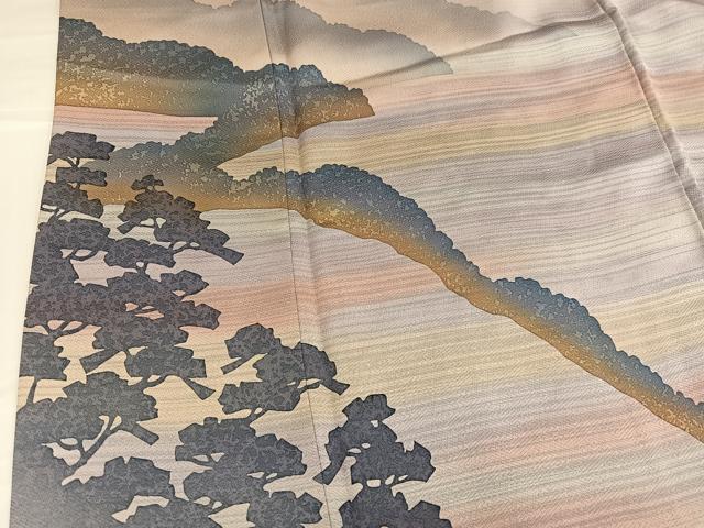 平和屋着物●訪問着 作家物 風景樹林シルエット 暈し染め 正絹 逸品 AABH0449ph