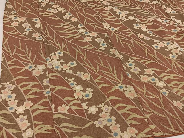 平和屋着物●上質な小紋 草花文 鬼しぼ縮緬 正絹 逸品 AABH0456ph